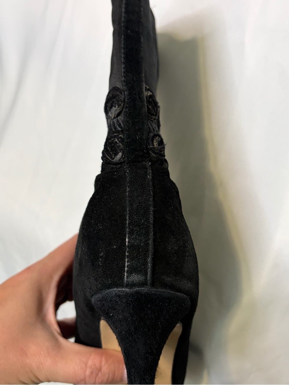 Black Lace-Up Victorian-Inspired Mid-Calf Heels - Picture 7 of 8